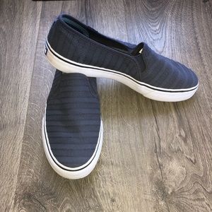 Women’s Navy Keds Double Decker Eyelet Slip Ons